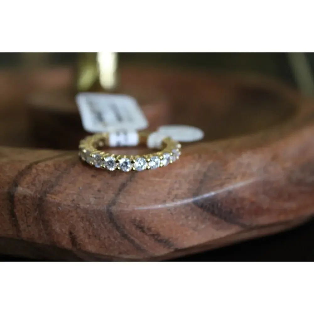 Anthropologie Crystal Eternity Band Ring Size 7 Gold Tone Clear CZ NWT MSRP $80